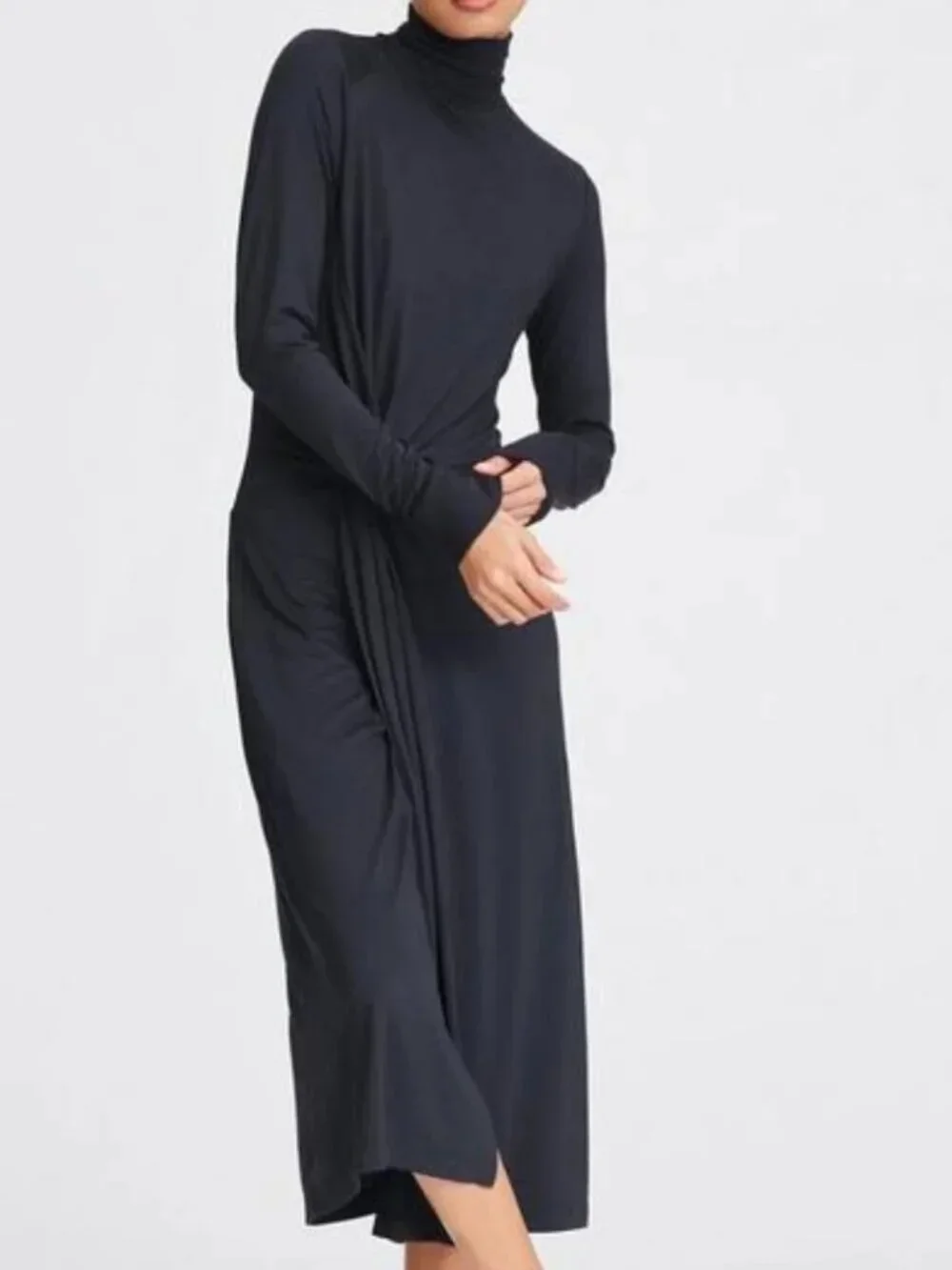 Rag & Bone Shawl Wrap Turtleneck Midi Dress - Picture 5 of 8